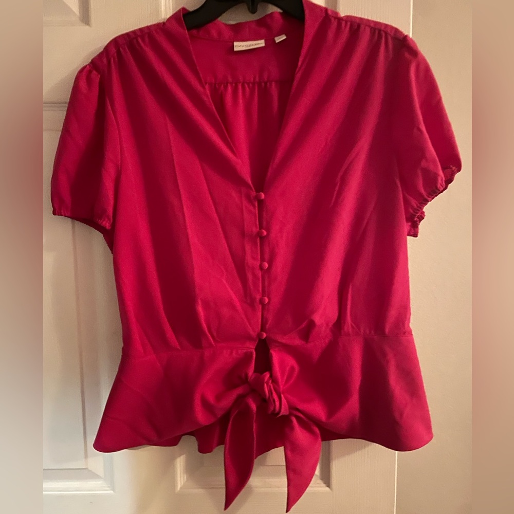 Pink tie front blouse